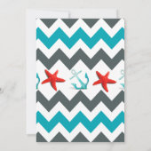 航海のビーチテーマシェブロンいかりヒトデ 招待状 (裏面)