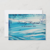 航海のビーチテーマ海Blue Weding RSVPカード (正面)