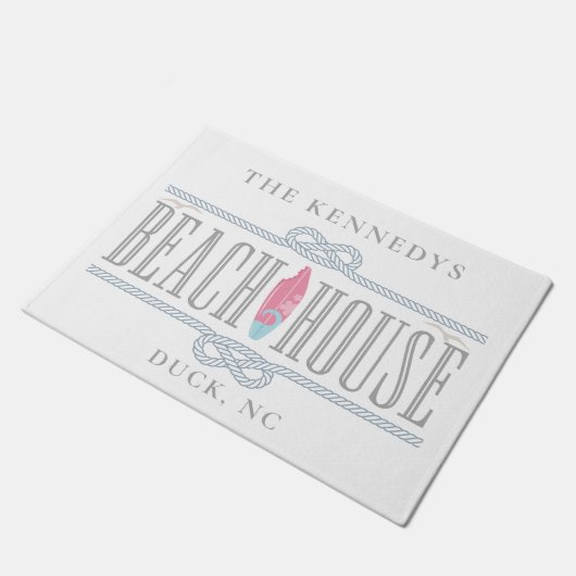 航海のビーチハモノグラムのウス名 ドアマット (アングル)