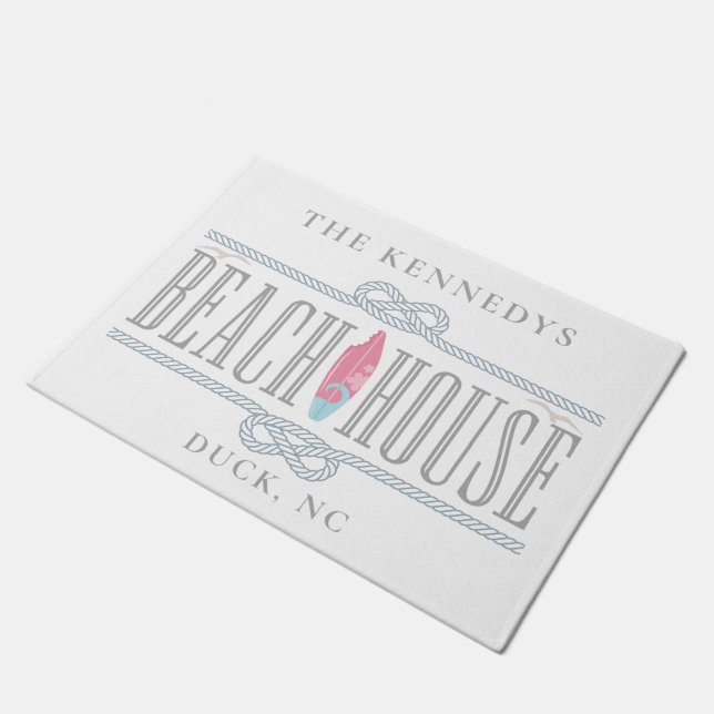 航海のビーチハモノグラムのウス名 ドアマット (アングル)