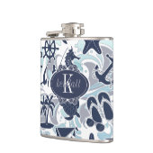 航海のビーチパターンNavy ID839フラスコ フラスク (左)