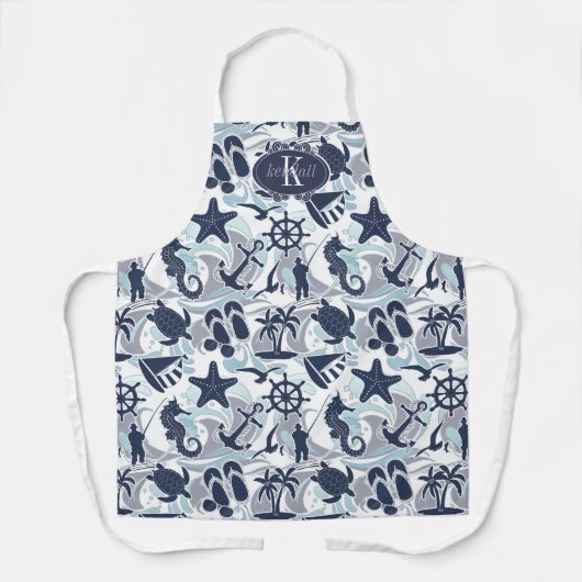 航海のビーチパターンNavy ID839 エプロン (正面)