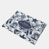 航海のビーチパターンNavy ID839 ドアマット (アングル)