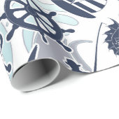 航海のビーチパターンNavy ID839 ラッピングペーパー (ロールコーナー)