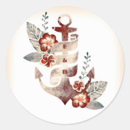 航海のビーチフローラ結婚いかりシール ラウンドシール