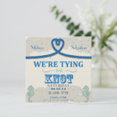 航海のビーチブルーハートノットウェディング招待 招待状 (スタンド正面)