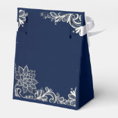 航海のビーチホワイトレースのネイビー結婚ブルー フェイバーボックス (裏面サイド)