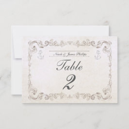 航海のビーチヴィンテージ結婚式テーブル番号カード 招待状