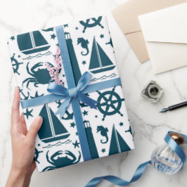 航海のビーチ模様の包み紙 ラッピングペーパー