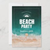 航海のビーチ海水モダン50誕生日 招待状 (正面)