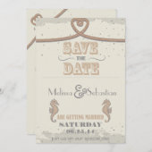 航海のビーチ砂ハートノット日付の保存 セーブザデート (正面/裏面)