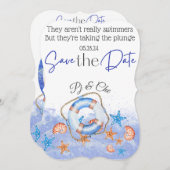 航海のビーチ結婚式テーマカード セーブザデート (正面/裏面)