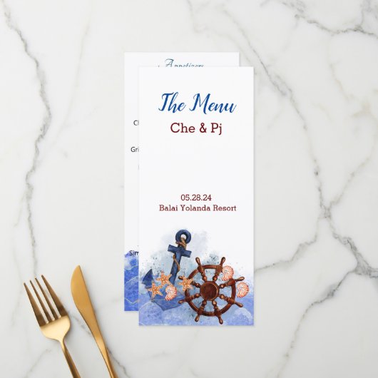 航海のビーチ結婚式テーマメニュー メニュー (正面/裏面インサイチュ)