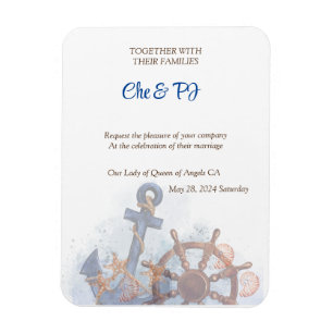 航海のビーチ結婚式テーマ招待状 マグネット