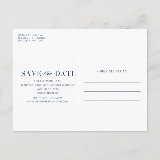 航海のビーチ結婚式写真の保存日付 案内ポストカード (裏面)