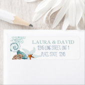 航海のビーチ結婚式 |差出人住所ラベル ラベル