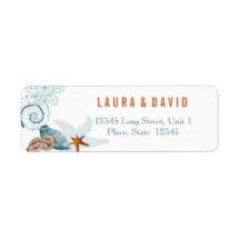 航海のビーチ結婚式 |差出人住所ラベル