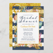 航海のビーチ、ネイビー金ゴールドグリッター-ブライダルシャワー 招待状 (正面/裏面)