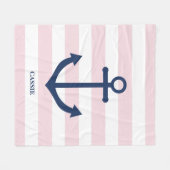 航海のピンクストライプのの子どもの毛布パーソナライズされた- フリースブランケット (正面(横))