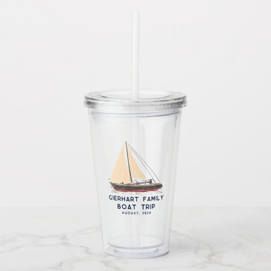 航海のファミリーボートトリップセーリングカスタム アクリルタンブラー (正面)