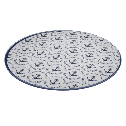 航海のファミリーボートネームネイビーいかり カッティングボード (角)