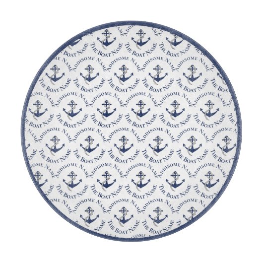 航海のファミリーボートネームネイビーいかり カッティングボード (正面)