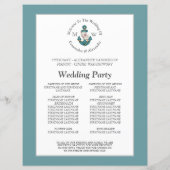 航海のフローラいかりティール（緑がかった色）ブルー結婚式 プログラム (裏面)