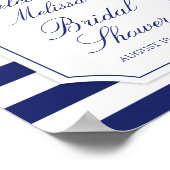 航海のフローラいかりブルーストライプブライダルシャワー ポスター (角)