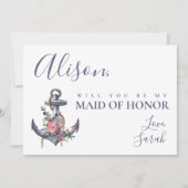 航海のフローラいかりメイド・オブ・オーナー（花嫁付き添い人）提案カード 招待状 (正面)