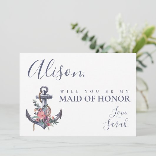 航海のフローラいかりメイド・オブ・オーナー（花嫁付き添い人）提案カード 招待状 (スタンド正面)