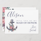 航海のフローラいかりメイド・オブ・オーナー(花嫁付き添い人)提案カード 招待状 (正面/裏面)