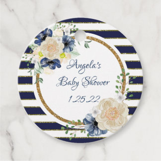 航海のフローラエレガント海軍および金ゴールドパーソナライズされた フェイバータグ