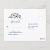 航海のフローラブストライプルービーチ結婚式RSVP ポストカード (裏面)