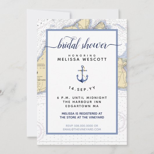 航海のブライダルシャワー |マーサのブドウ畑 招待状 (正面)
