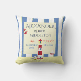 航海のベビー統計ボーイブルーストライプ クッション