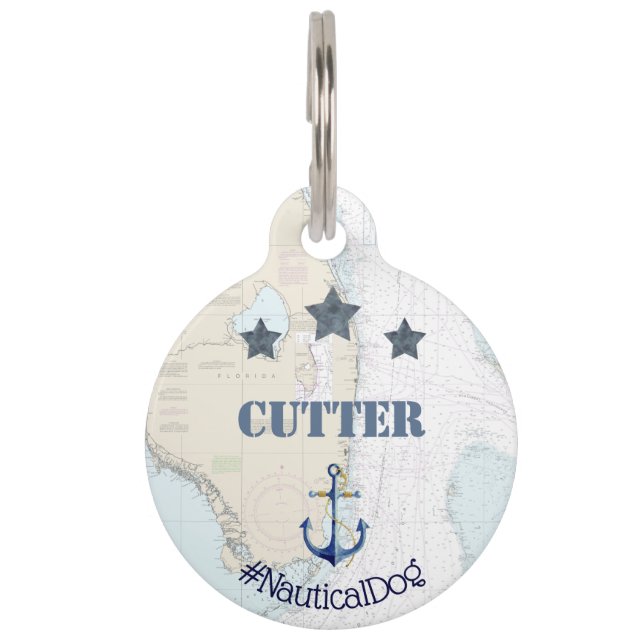 航海のペットタグ | いかりスター+南フロリダ ペット　ネームタグ (正面)