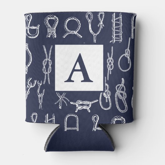 航海のホワイトロープノット |パーソナライズされた | 缶クーラー (正面)