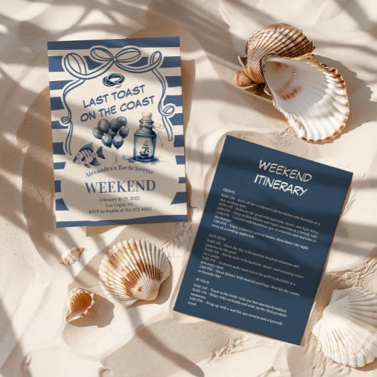 航海のボトルと風船沿岸バチェロレッテ 招待状