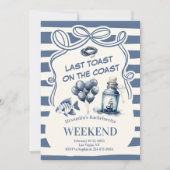 航海のボトルと風船沿岸バチェロレッテ 招待状 (正面)