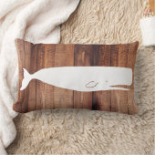 航海のマッコウホエールシルエット&ウッドプランク ランバークッション (ブランケット)