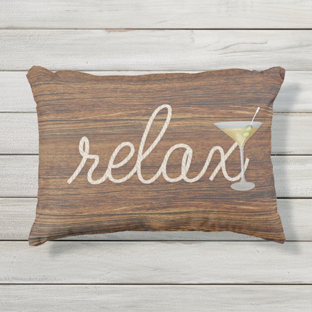 航海のマティーニとリラックス文字でチークにロープ アウトドアクッション (正面)