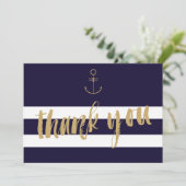 航海のモダンストライプ結婚君は感謝してい笑いてる サンキューカード (スタンド正面)