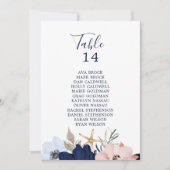 航海のモダンフローラテーブル番号座席カード (正面)