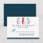 航海のモダン結婚の 出欠カード (正面/裏面)