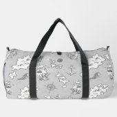 航海のモノトーンアンティーク海賊地図 ダッフルバッグ (裏面)