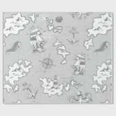 航海のモノトーンアンティーク海賊地図 ラッピングペーパー (フラット)