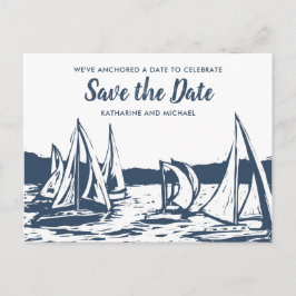 航海のヨットでの結婚式 Save the Date 案内ポストカード