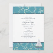 航海のヨットと渦巻く水の卒業式 招待状 (裏面)