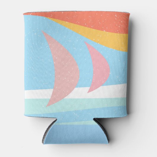 航海のヨットアットシーモダングラフィックプリント 缶クーラー (正面)