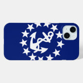 航海のヨットフラッグいかり&スターズオンブルーデコール Case-Mate iPhoneケース (裏面 (横))